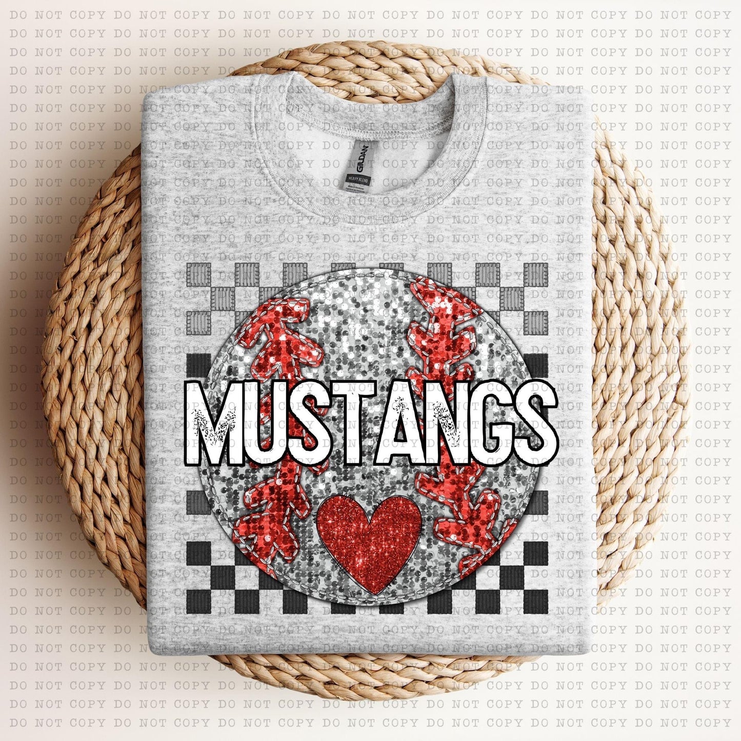 Baseball Mascots Faux Embroidery Checkered Sequins -DTF