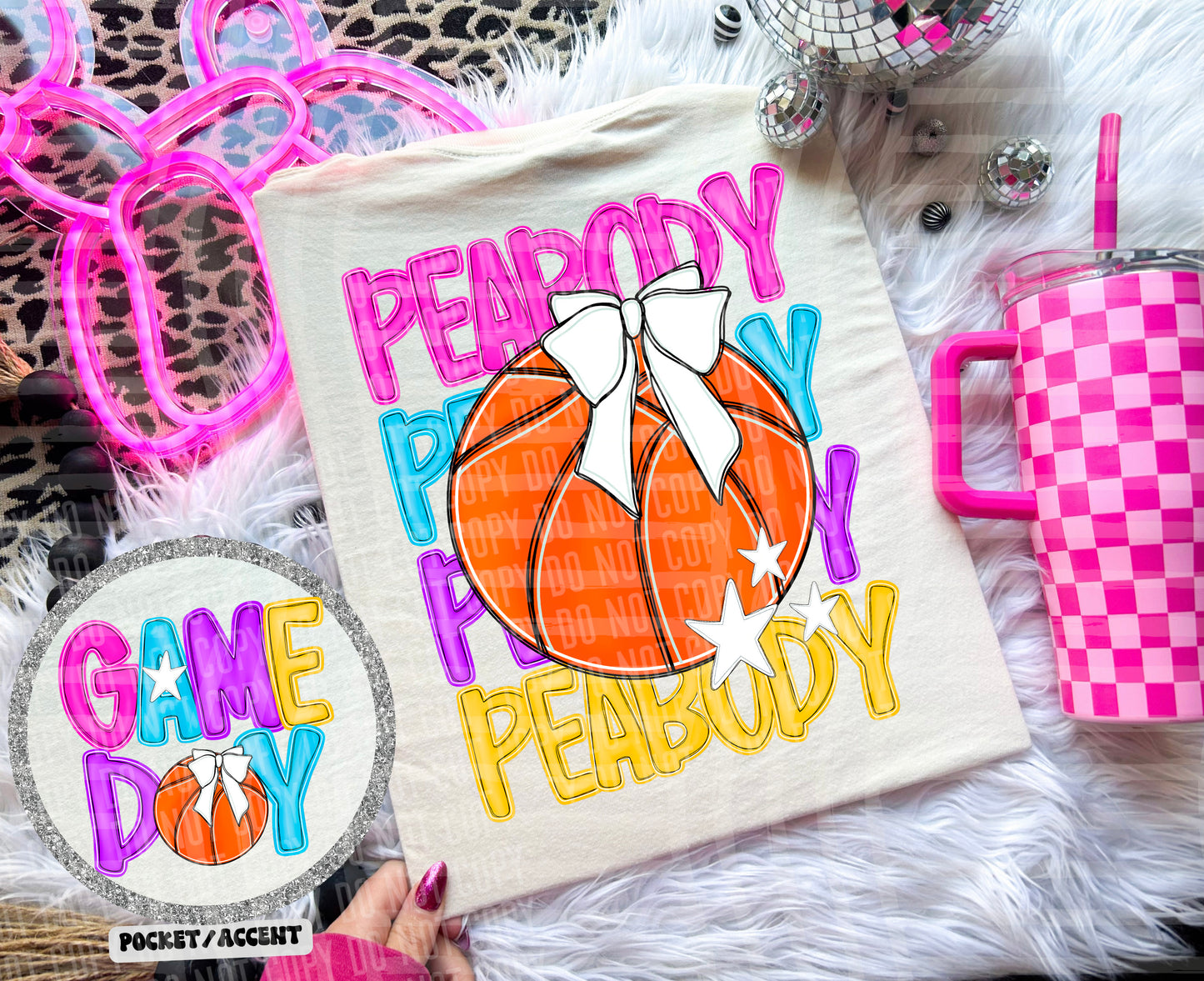 Bright Preppy Basketball(included FRONT AND BACK) DROPDOWN- DTF&UV