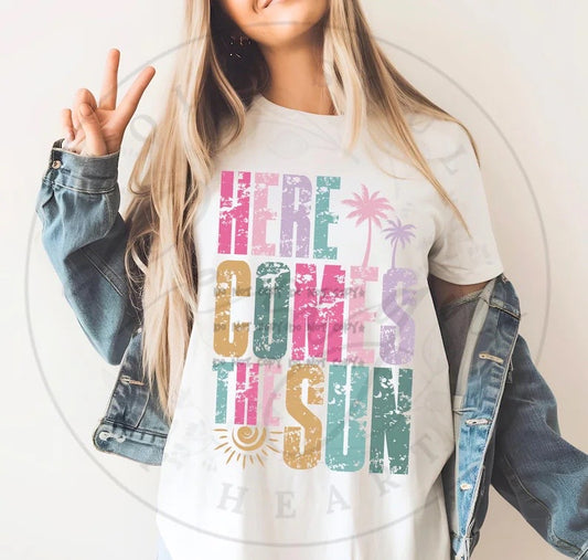 Here comes the Sun distressed- DTF&UV
