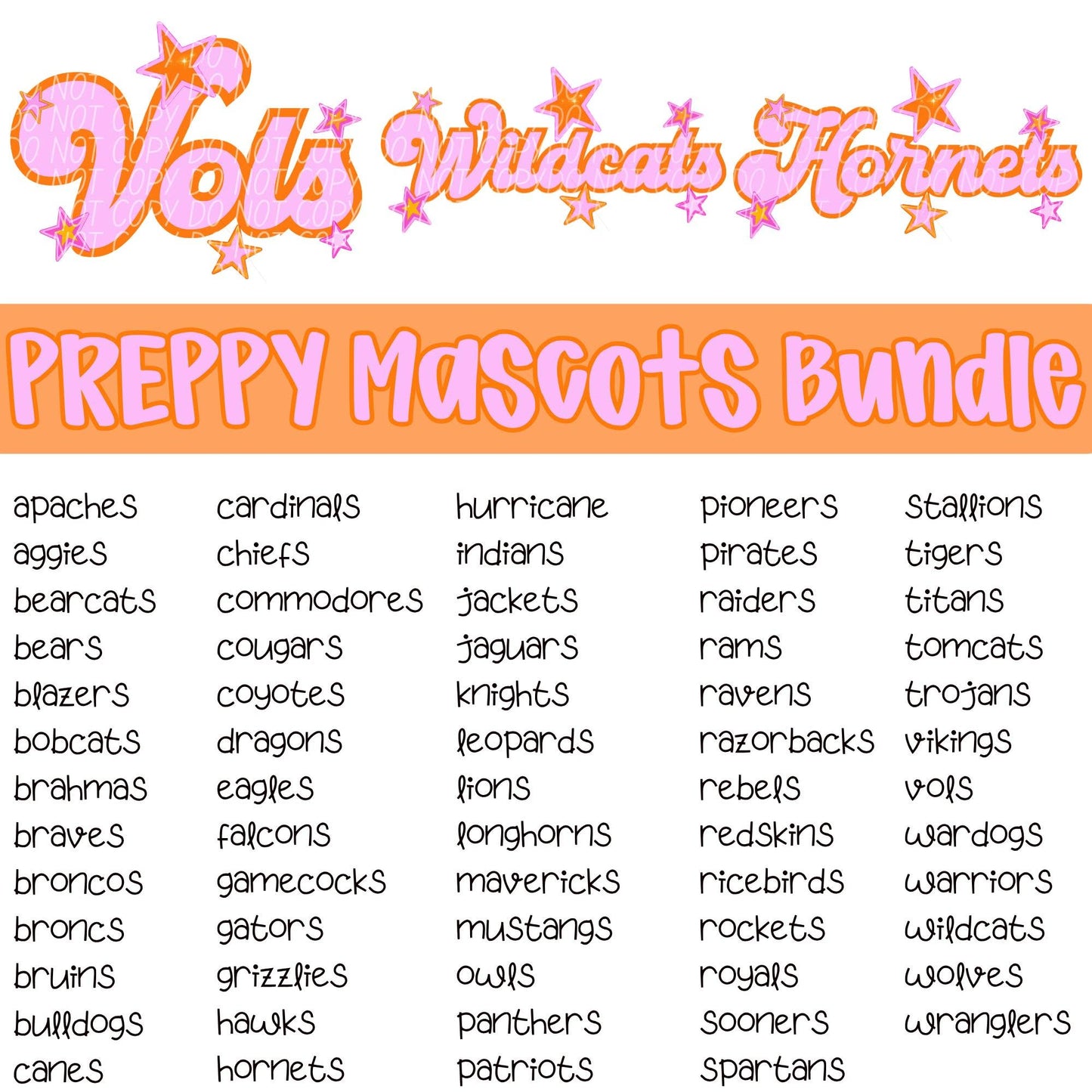 Pink Orange Stars Mascot (Dropdown)- DTF&UV