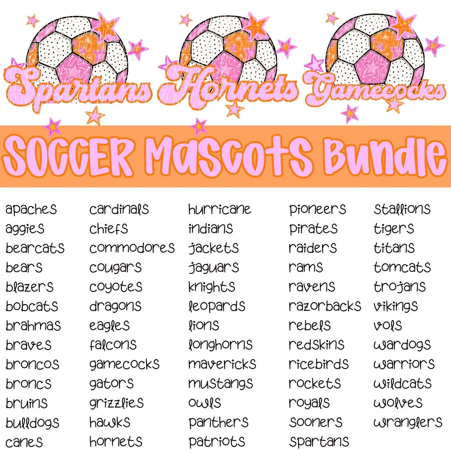 Soccer Pink Orange Stars Mascot (Dropdown)- DTF&UV