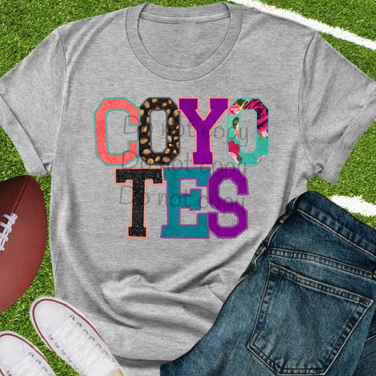 Coyotes faux appliqué words-DTF