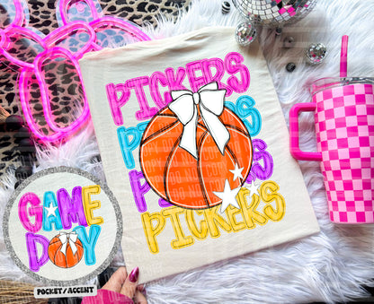 Bright Preppy Basketball(included FRONT AND BACK) DROPDOWN- DTF&UV