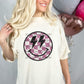 Faux Sequin Checkered Happy Face Pink DTF
