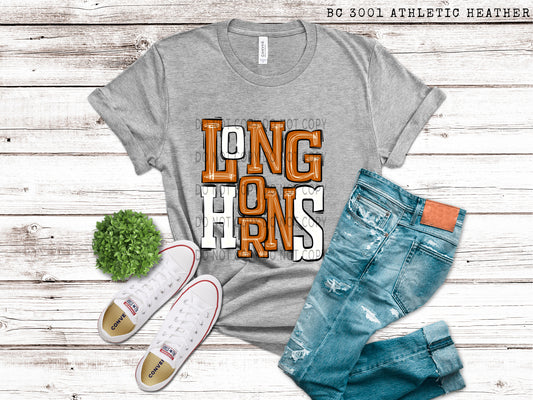 Longhorns Burnt Orange and White - DTF