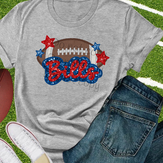 Bills stars sequin football-DTF