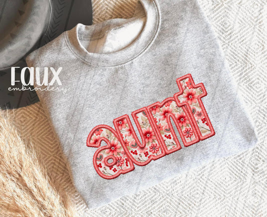 Aunt Floral Faux Embroidery DTF