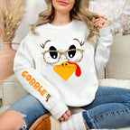 Turkey Face with Glasses & Gobble sleeve-DTF&UV