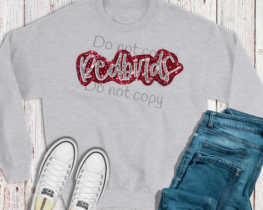 Redbirds sequin-DTF