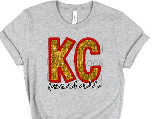 KC gold sequin football-DTF