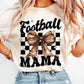Football mama bow checkered back-DTF