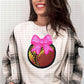 Softball With Faux Embroidery Coquette Bow - DTF