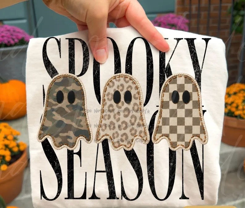 Spooky Season camo leopard checkered ghosts-DTF DEAL