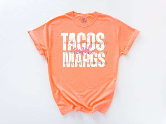 Tacos and Margs white and pink-DTF