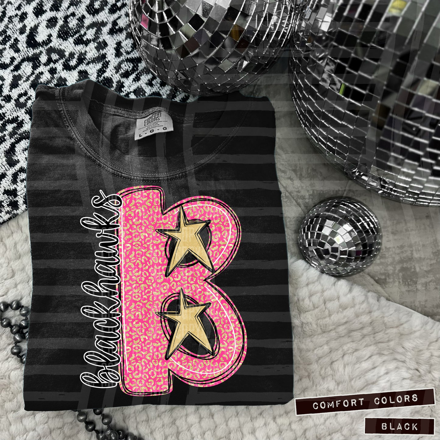 Pink Glitter Leopard Initial or word-CUSTOM: (ANY NAME, ANY MASCOT)-DTF&UV