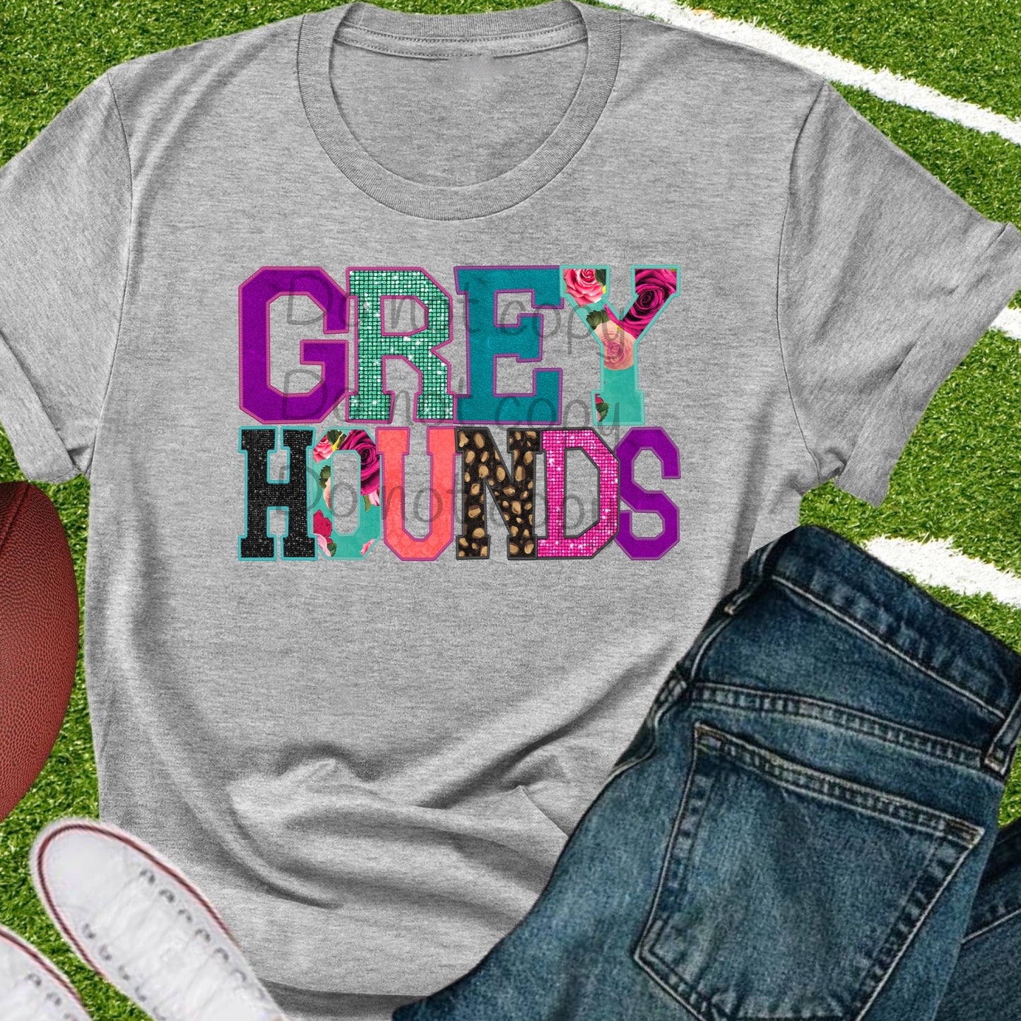 Greyhounds faux appliqué words-DTF