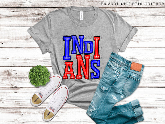 Indians Blue and Red - DTF
