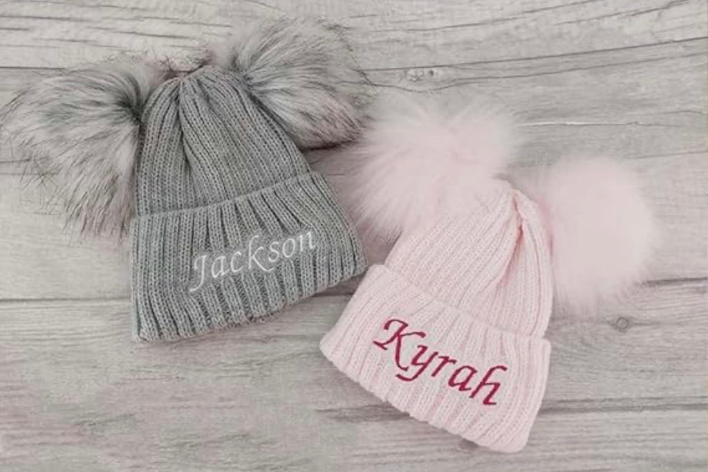 Double Pom Embroidered Beanie-Pre Order