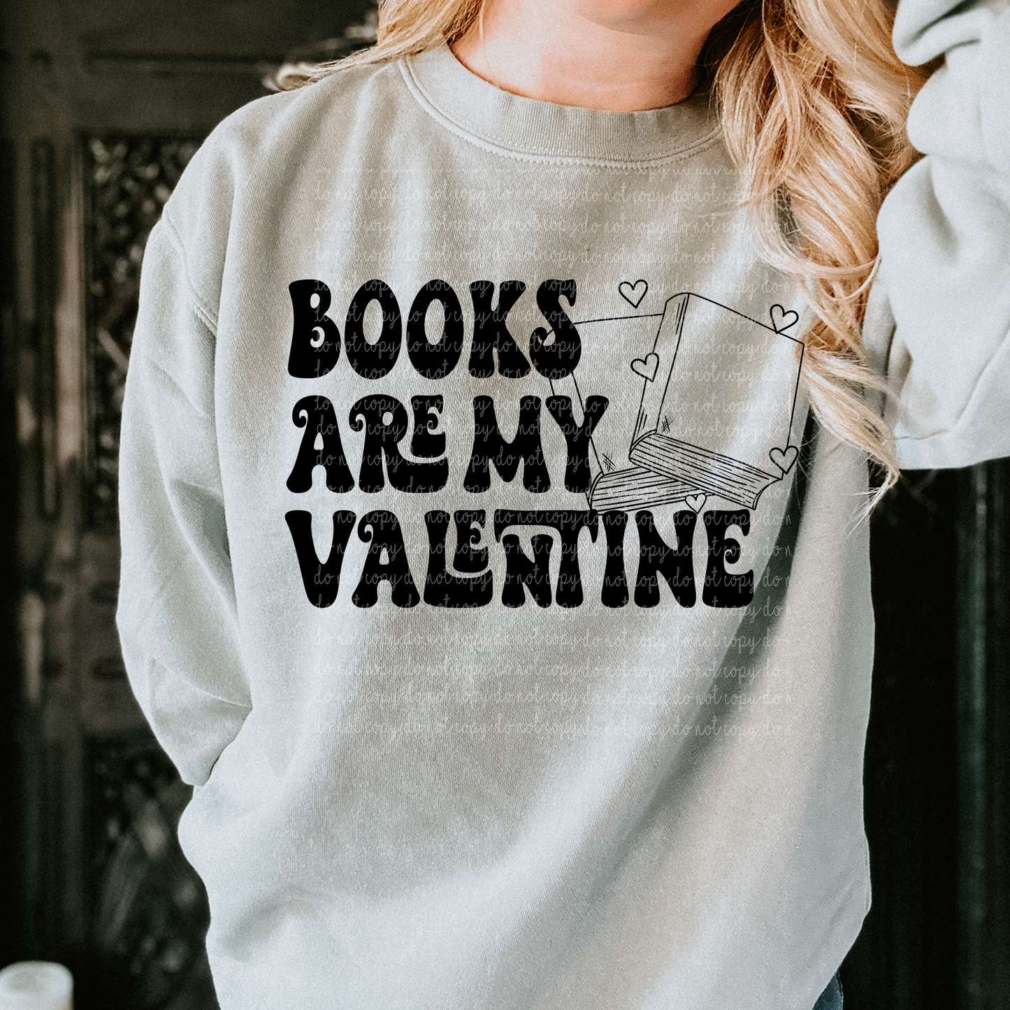 Books Are My Valentine Blk DTF