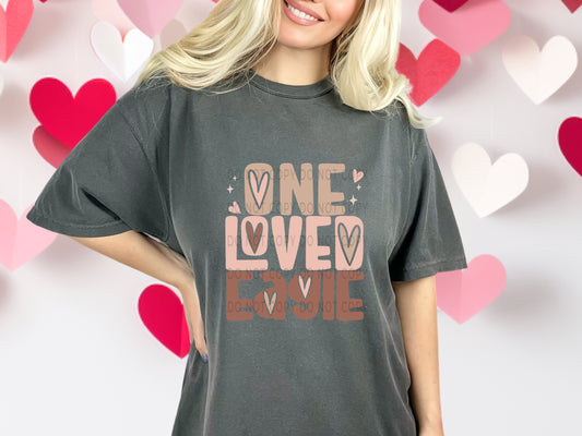 One Loved Eagle Light Pink And Brown Hearts DTF