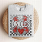Baseball Mascots Faux Embroidery Checkered Sequins -DTF