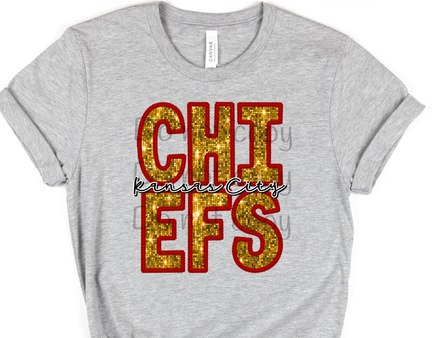 Chiefs gold sequin Kansas City-DTF – ABIDesignstore