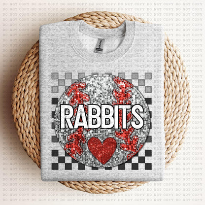 Baseball Mascots Faux Embroidery Checkered Sequins -DTF