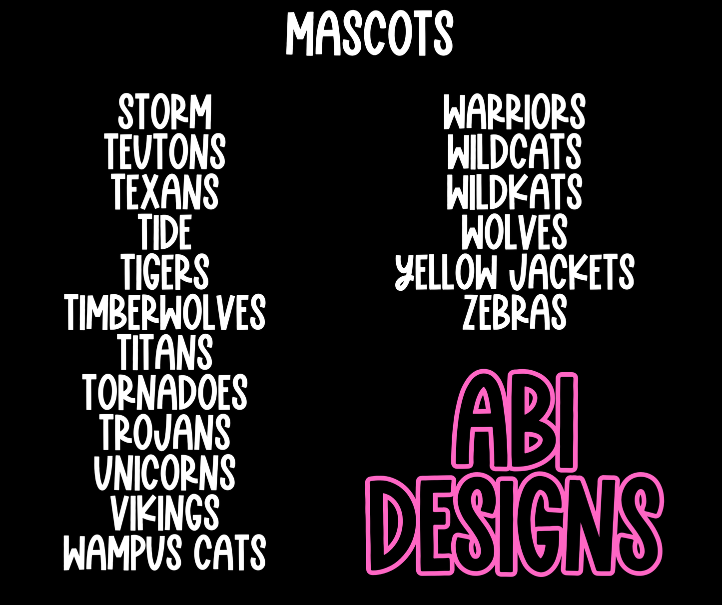 Holo Mascots (ALL 115 MASCOTS in this listing)-DTF