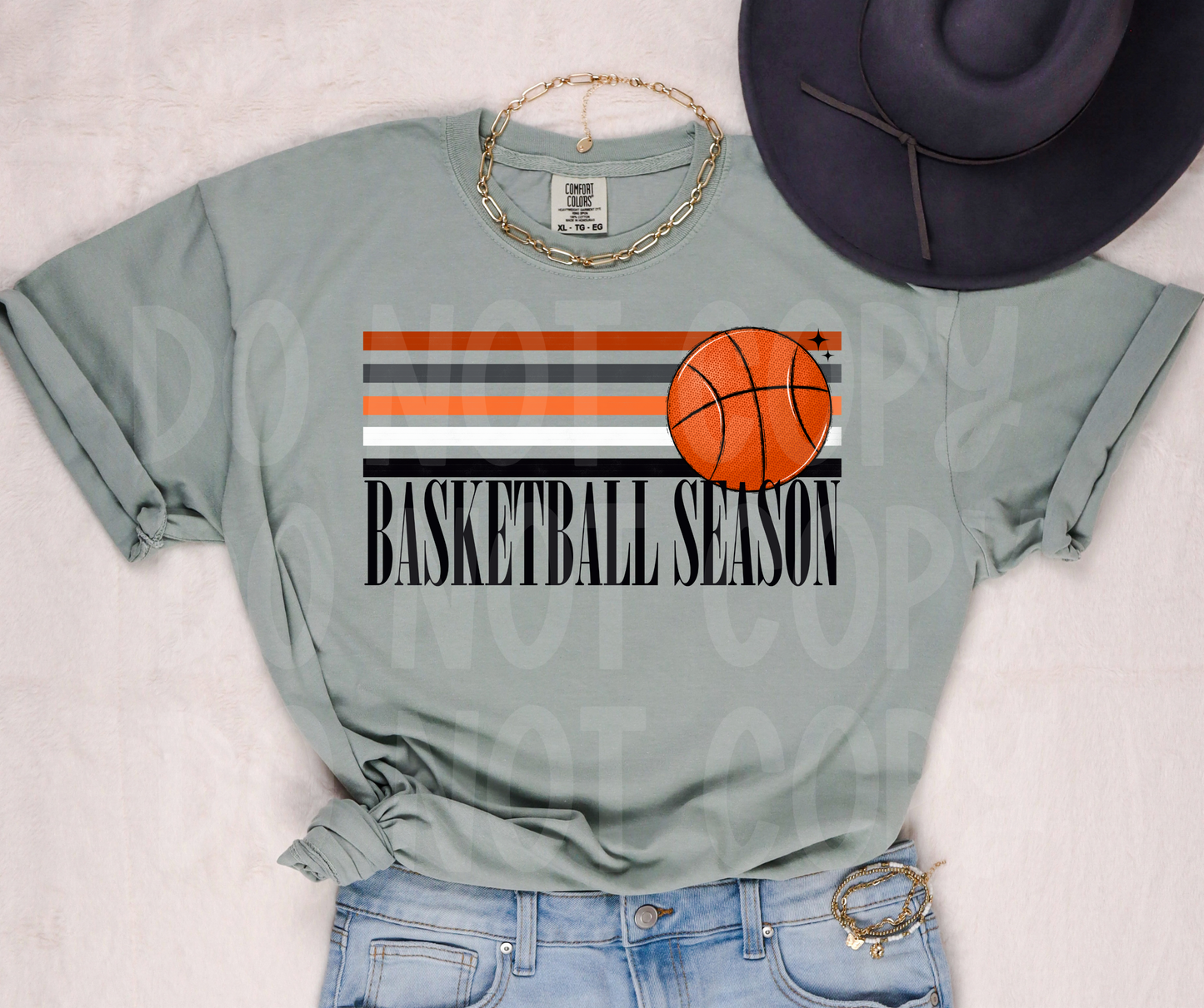 Basketball Season Retro Stripe-dtf