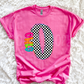 Neon Checkered Letter with Mascot Name (Dropdown)-DTF&UV