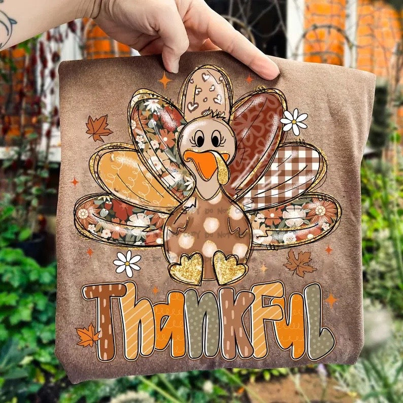 Thankful turkey faux gold-DTF&UV