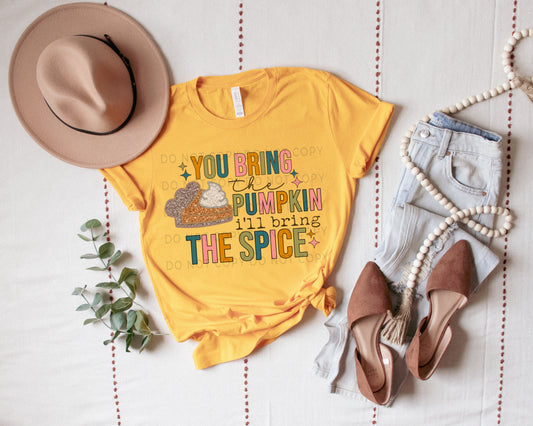 You Bring The Pumpkin I’ll Bring The Spice Faux Embroidery Glitter - DTF