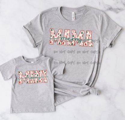 Merry Mini trees in letters-DTF
