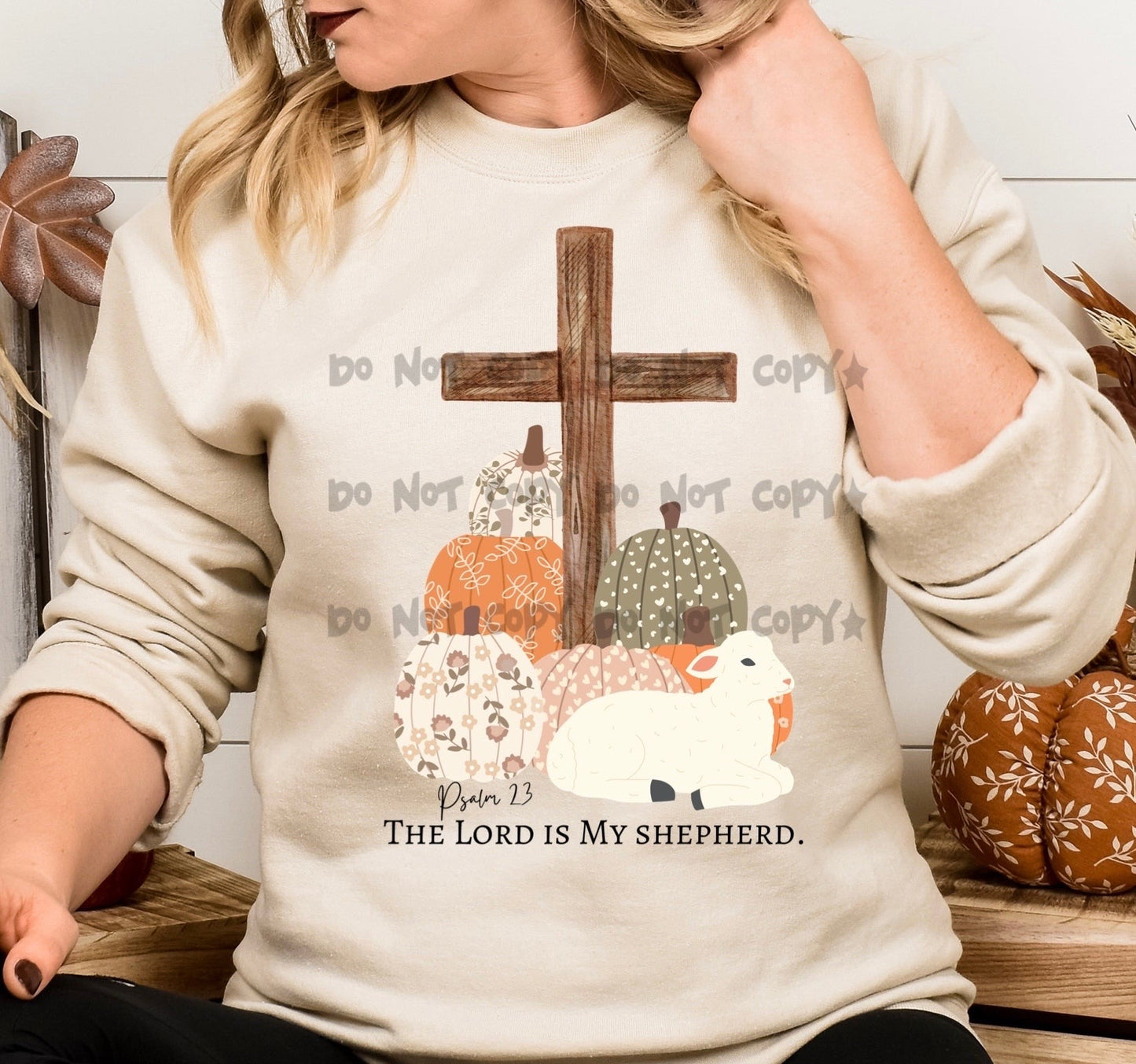 The Lord is my Shepherd with a wooden cross-DTF