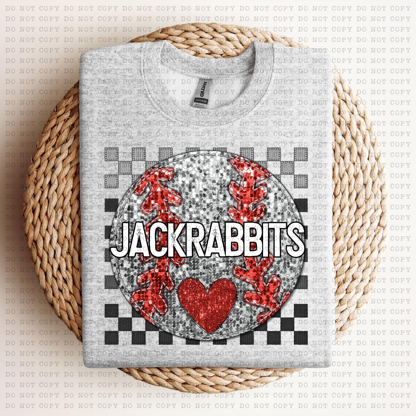 Baseball Mascots Faux Embroidery Checkered Sequins -DTF