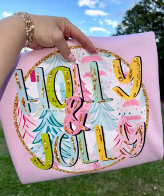 Holly & jolly circle-DTF&UV