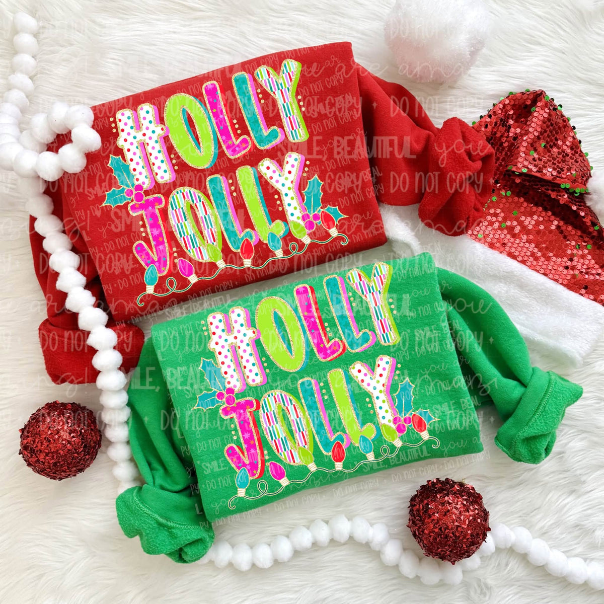 Holly jolly glitter -DTF