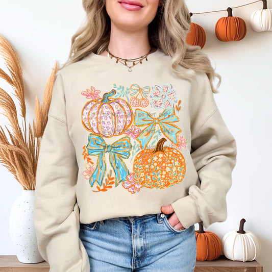 Pumpkins and bows faux glitter-DTF&UV
