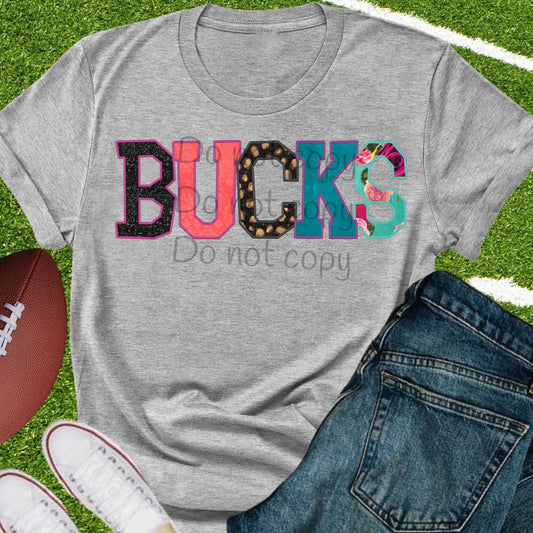 Bucks faux appliqué words-DTF