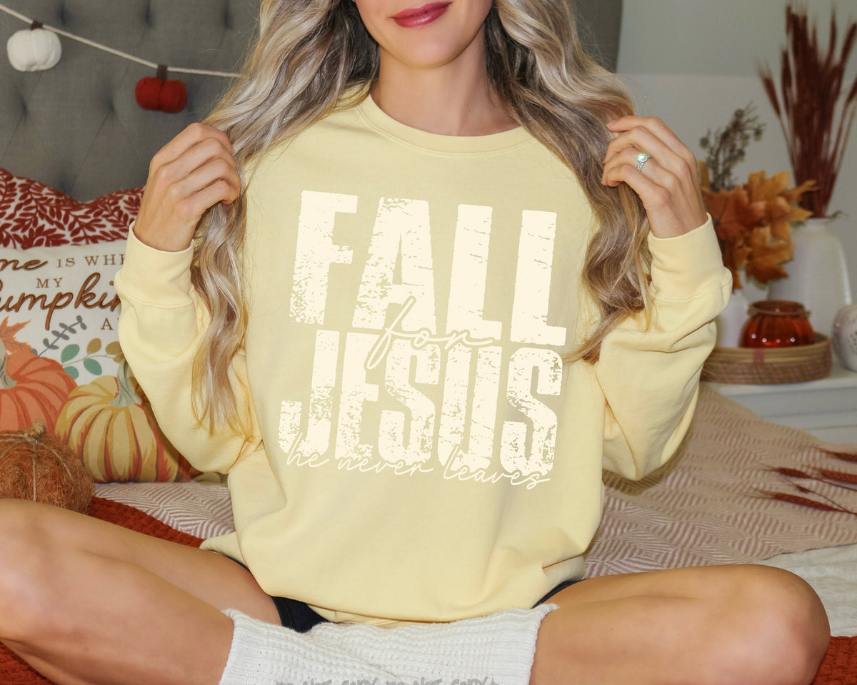 Fall for Jesus he never Leaves distressed- DTF&UV