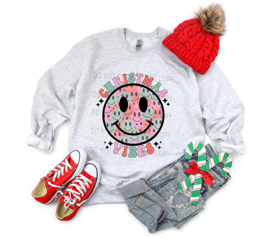Christmas Vibes Happy Faces Pastel - DTF