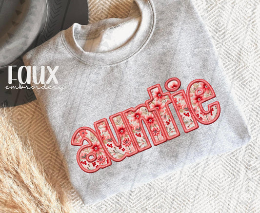 Auntie Floral Faux Embroidery DTF