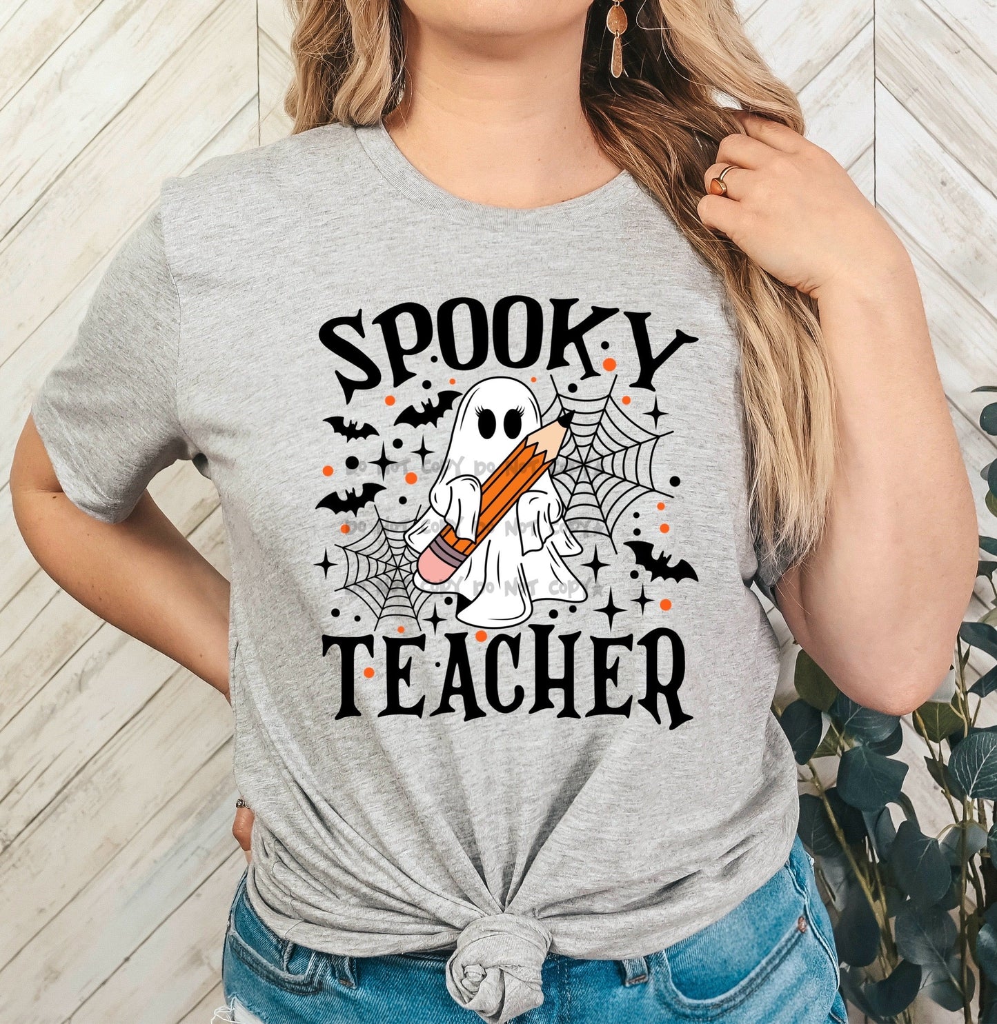 Spooky teacher ghost with pencil-DTF