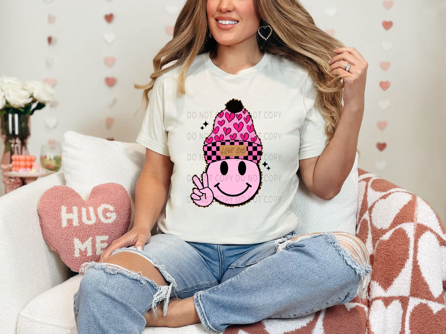 Love Big Pink Heart Beanie DTF