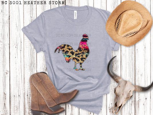 Faux Sequin Leopard And Serape Chicken - DTF