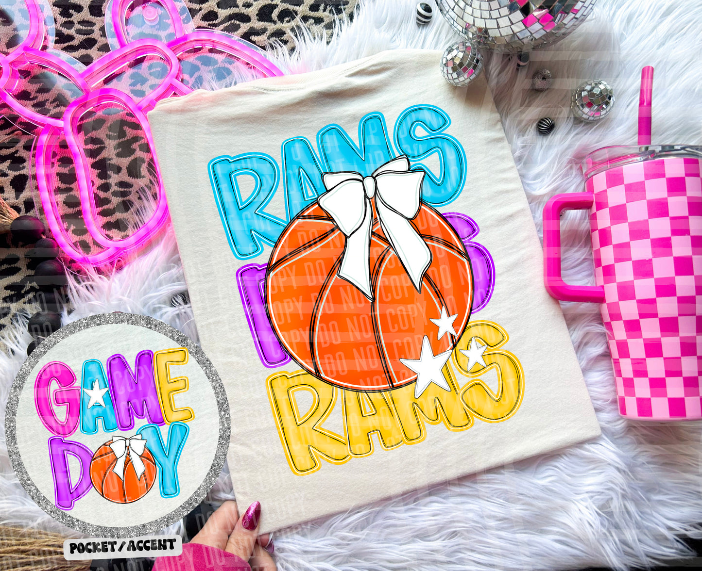 Bright Preppy Basketball(included FRONT AND BACK) DROPDOWN- DTF&UV