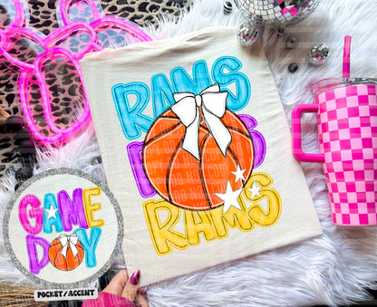 Bright Preppy Basketball(included FRONT AND BACK) DROPDOWN- DTF&UV