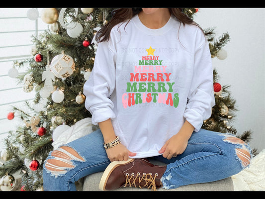 Merry Christmas Stacked Tree - DTF