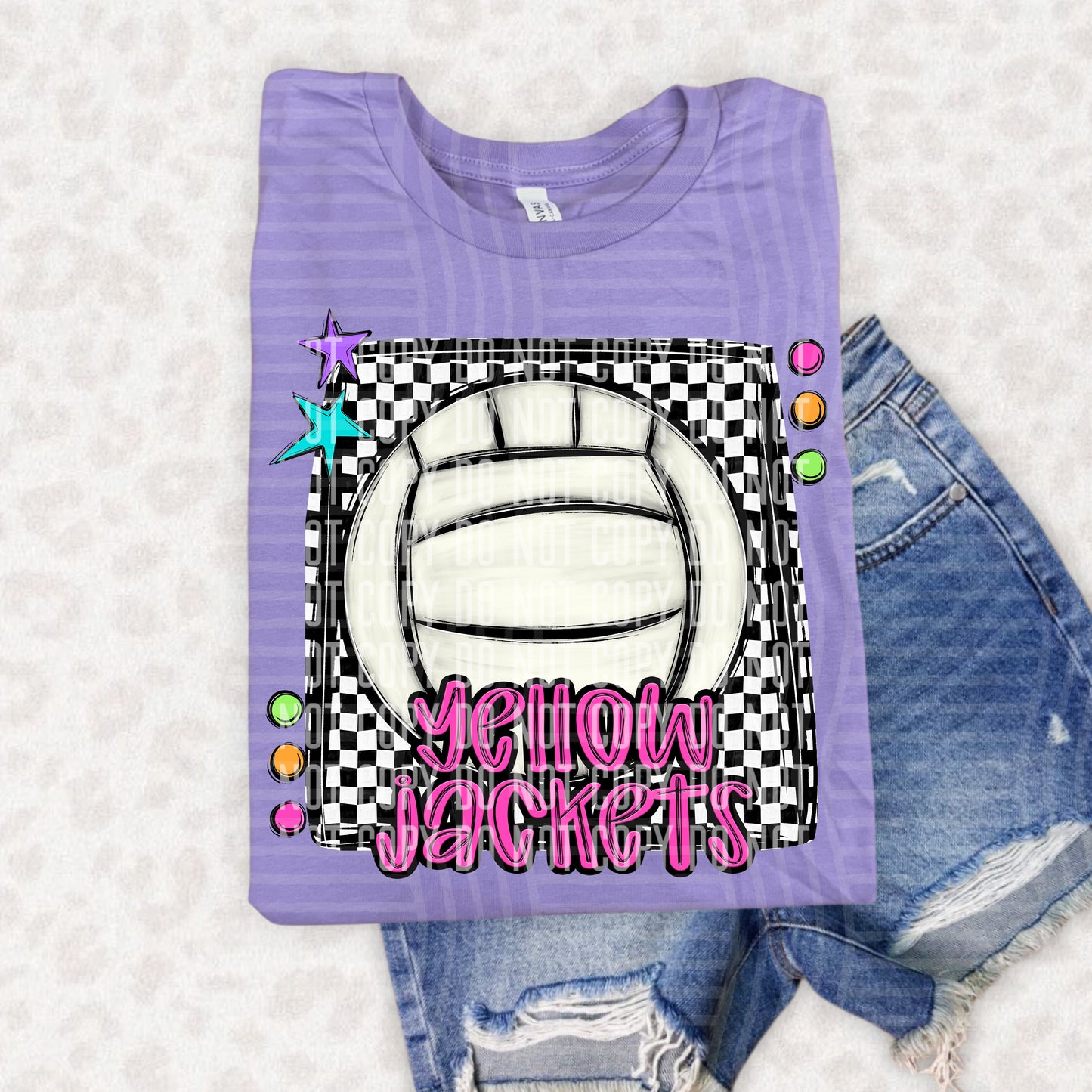 Bright preppy volleyball- (DROPDOWN MASCOT)-DTF&UV
