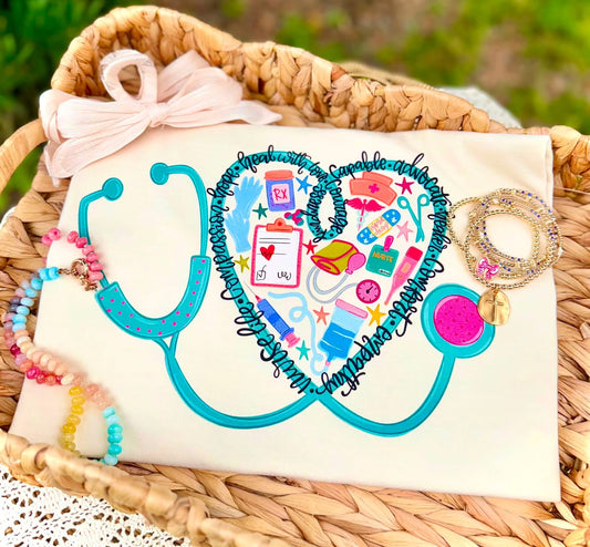 Nurse life heart stethoscope- DTF&UV